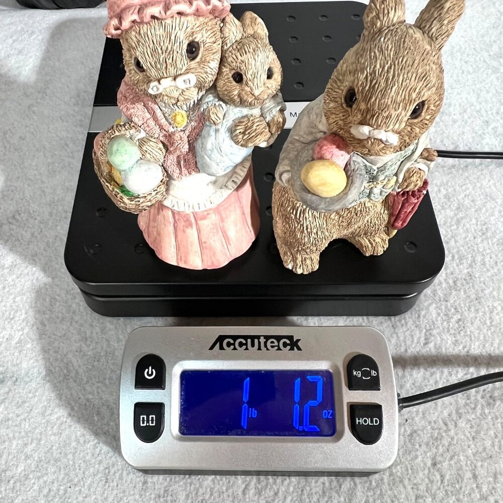 Vintage Easter Bunny Rabbit Figurine Family With Eggs & Basket By UDC 1987 - Picture 15 of 15